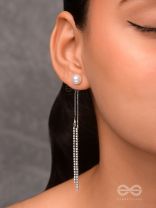 A MOONLIT PEARL - SILVER EMBELLISHED EAR JACKETS