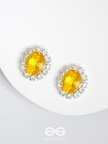 SHIMMER AND SHINE - SILVER AND YELLOW EMBELLISHED STUD EARRINGS