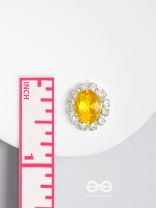 SHIMMER AND SHINE - SILVER AND YELLOW EMBELLISHED STUD EARRINGS