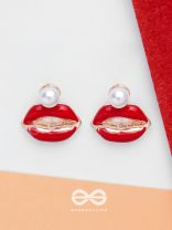 RUBY LIP CHARM - GOLDEN EMBELLISHED EARRINGS