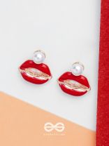 RUBY LIP CHARM - GOLDEN EMBELLISHED EARRINGS