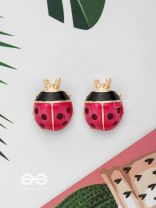 LOVELY LITTLE LADYBUG - GOLDEN EMBELLISHED STUD EARRINGS