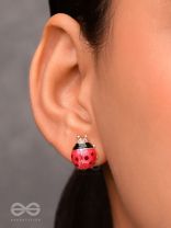 LOVELY LITTLE LADYBUG - GOLDEN EMBELLISHED STUD EARRINGS