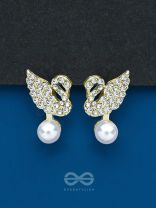THE SWAN'S EMBRACE - GOLDEN EMBELLISHED EARRINGS