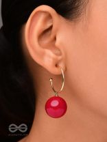 JINGLE BELL RADIANCE - GOLDEN AND RED EMBELLISHED PEARL EARRINGS