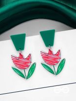 CRIMSON CHARM BLOSSOM - CASUAL ACRYLIC EARIINGS
