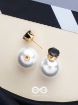 A MYSTIC PEARL - GOLDEN EMBELLISHED EARRINGS (BLACK)