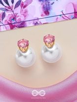 A MYSTIC PEARL - GOLDEN EMBELLISHED EARRINGS (PINK)