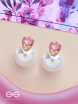 A MYSTIC PEARL - GOLDEN EMBELLISHED EARRINGS (PINK)