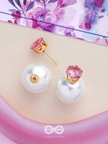 A MYSTIC PEARL - GOLDEN EMBELLISHED EARRINGS (PINK)