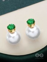 A MYSTIC PEARL - GOLDEN EMBELLISHED EARRINGS (GREEN)
