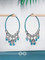 The Aqua Orbits - Silver Hoop Earrings