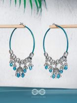 The Aqua Orbits - Silver Hoop Earrings
