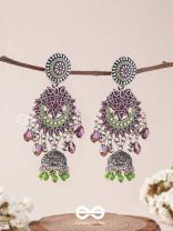The Ruby Meadows - Statement Enamelled And Oxidised Jhumka Earrings