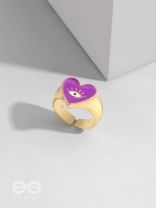 Eye Heart You - Purple Enamelled Golden Ring (Adjustable)