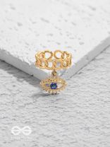 The Visionary Eye - Golden Embellished Charm Ring (Adjustable)