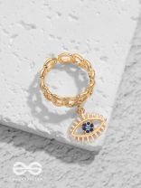 The Visionary Eye - Golden Embellished Charm Ring (Adjustable)