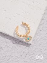 Eye Of Glamour - Golden Embellished Charm Ring (Adjustable)