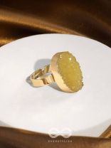 Crystal Frost - Yellow Druzy Ring (Adjustable)