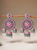 Sumardava- The Art Of Softness- Resham, Beads And Cutdana Hand Embroidered Earrings