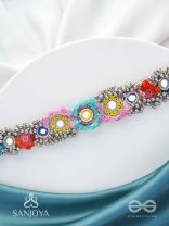 Ataya - The Spring'S Palette - Beads, Mirror And Resham Hand Embroidered Oxidised Neckpiece