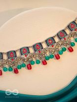 Sky Blush Swirls - Statement Enamelled Oxidised Neckpiece