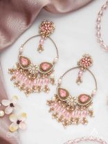 Satpushpa- The Blooming Grace- Stones, Beads, Pearls And Glass Drops Hand Embroidered Earrings