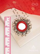 Ankara - The Tinkling Melodies - Beads And Mirror Hand Embroidered Oxidised Ring