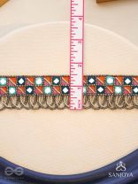 Dyupatha - The Sky Horizon - Mirror And Beads Hand Embroidered Oxidised Neckpiece