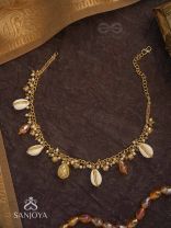 Astrta - Ivory Snowdrops -  Beads, Shells And Glass Drop Hand Embroidered Neckpiece