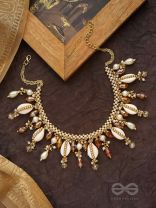 Gohiranya - The Majesty Drops - Beads, Shells And Glass Drops Hand Embroidered Neckpiece