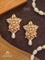 Kanaka - The Gleaming Blossoms - Beads, Shells And Pearl Drops Hand Embroidered Earrings