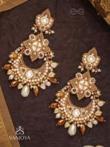 Adhirukma - The Celestial Petals - Beads, Mirrors And Glass Drops Hand Embroidered Earrings