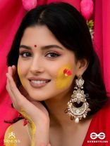 Adhirukma - The Celestial Petals - Beads, Mirrors And Glass Drops Hand Embroidered Earrings