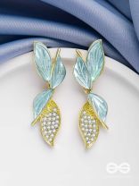 WINGS OF MAGIC - GOLDEN AND BLUE EMBELLISHED EARRINGS