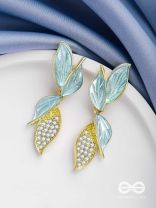 WINGS OF MAGIC - GOLDEN AND BLUE EMBELLISHED EARRINGS