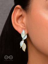 WINGS OF MAGIC - GOLDEN AND BLUE EMBELLISHED EARRINGS