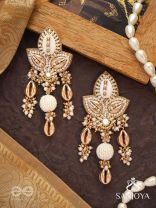 Pavi - Winter Wonderland - Beads And Shells Hand Embroidered Earrings