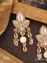 Pavi - Winter Wonderland - Beads And Shells Hand Embroidered Earrings