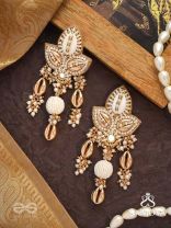 Pavi - Winter Wonderland - Beads And Shells Hand Embroidered Earrings