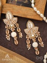 Pavi - Winter Wonderland - Beads And Shells Hand Embroidered Earrings