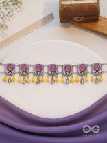 Blushing Marigold- Enamelled Oxidized Neckpiece