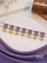 Blushing Marigold- Enamelled Oxidized Neckpiece