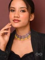 Blushing Marigold- Enamelled Oxidized Neckpiece
