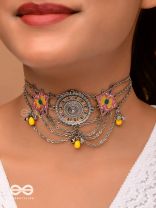 The Vibrant Splash- Enamelled Oxidised Neckpiece