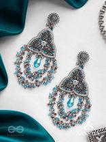 Prakirtih- The Euphoric Celebrations- Beads And Glass Drops Hand Embroidered Oxidised Earrings