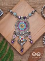 The Hypnotising Circles- Enamelled Oxidised Neckpiece