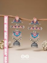 The Rosy Patterns- Stone Enamelled Oxidised Earrings