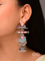 The Rosy Patterns- Stone Enamelled Oxidised Earrings