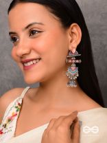 The Rosy Patterns- Stone Enamelled Oxidised Earrings